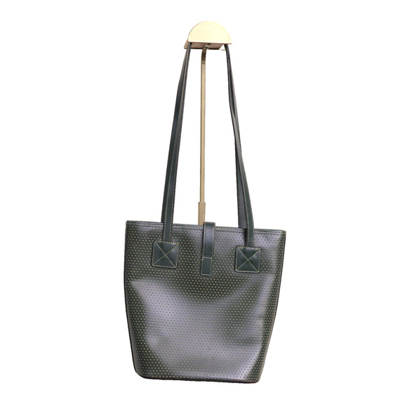 VTG Dooney & Bourke Bucket Bag Emerald Green Yellow Leather A0053983 USA Made - Picture 2 of 11